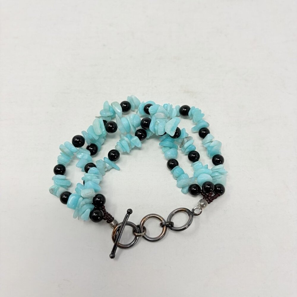 Shop LC Russian Amazonite/Black Agate/Glass Chip Bracelet 8.5in Long 5275‎